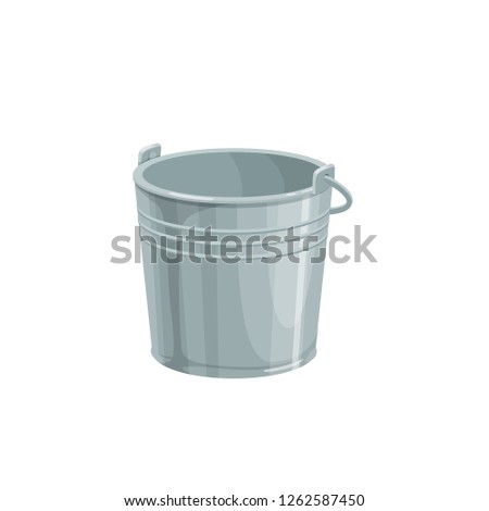 Metal bucket icon, cartoon style. Illustration of Garden tools.