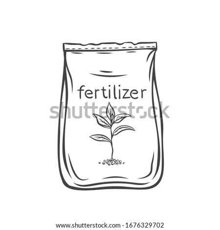 Fertilizer icon for design product garden center. Gardening outline vector illustration.