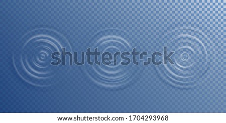 Water ripple top view. Circle water surface from fall drop, sound wave splash. 3d realistic vector illustration.