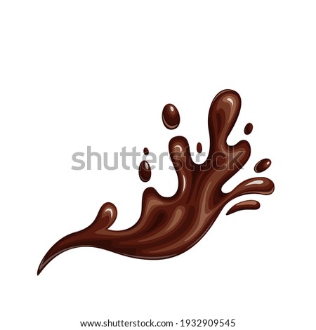 Chocolate splash vector illustration. Hot chocolate, cacao or coffee splash with drops, blobs icon.