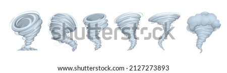 Tornano icons. Hurricane icon. Cartoon set of destructive tornado, whirlwinds or climate threat vector illustration. Foto stock © 