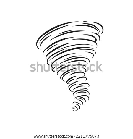 Tornado line icon. Spiral whirlwind and hurricane with speed whirl and funnel, danger wind symbol of storm weather and extreme tornado disaster in nature, speed cyclone vector illustration.