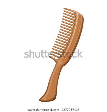 Bamboo comb vector illustration. Cartoon isolated zero waste reusable wooden comb to care hair beauty, brown organic combing tool with teeth and ecological styling accessory for barbershop and home
