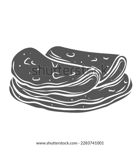 Tortillas glyph icon vector illustration. Stamp of round maize flatbread in stack, pile of tortillas from Mexican restaurant menu, appetizer and traditional food ingredient for burrito and taco