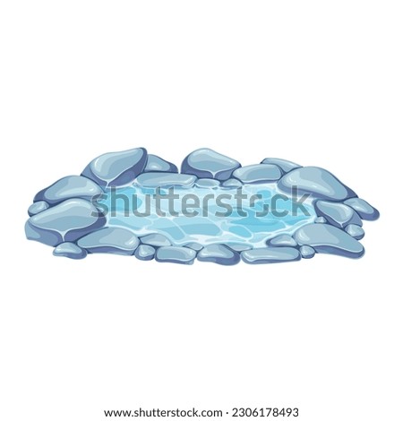 Japanese outdoor onsen pool with hot spring water vector illustration. Cartoon isolated traditional pond with rocks of spa resort in Japan, natural geothermal onsen bath for relax and bathing
