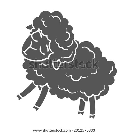 Cute sheep glyph icon vector illustration. Stamp of single adorable standing baby lamb, comic animal for counting to fall asleep in bedtime, happy character for good night and sweet dreams concept