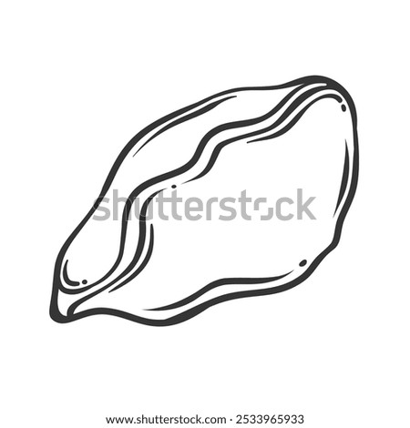 One dumpling line icon. Outline hand drawn boiled dumpling with filling and dough, steamed bun. Food mascot, Varenyky, Pierogi stuffed with cheese or vegetable, mushroom icon vector illustration