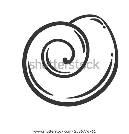 Spiral round shell line icon. Outline hand drawn chank shell, vintage divine conch and sea snail of Indian Ocean. Marine gastropod mollusk, nature mascot, simple shell icon vector illustration