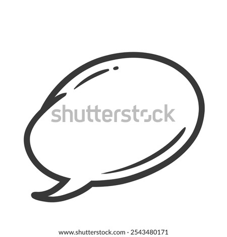 Speech balloon of oval shape line icon. Hand drawn retro empty bubble with tail, speech box for thought or monologue. Dialog, conversation mascot, outline icon in comic book style vector illustration