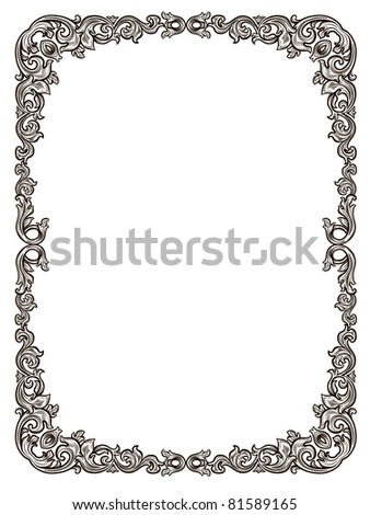 Black Filigree Frame Isolated On White Stock Vector Illustration ...