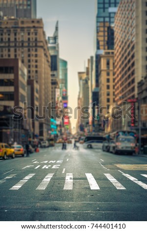 Similar – Image, Stock Photo Pedestrian crossing city downtown women walk in motion on road