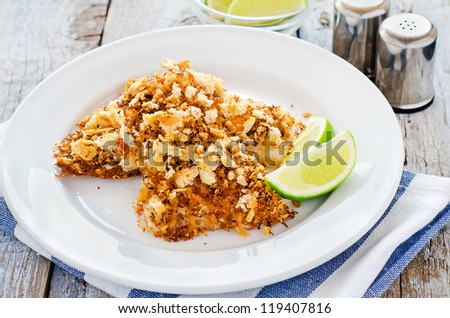Oven cooked fish with bread crust