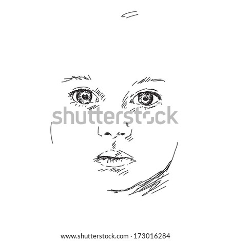 Sketch of baby face Vector