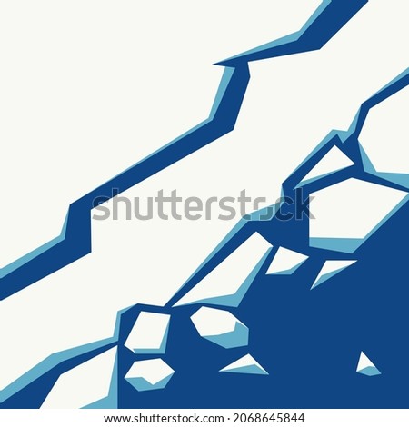 Global warming ice melting rising sea level vector illustration abstract shapes, Flat design, Floating icebergs of melting arctic or antarctic glacier in ocean. Climate change concept background