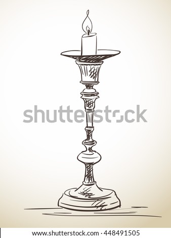 Sketch of candlestick, Hand drawn vector illustration