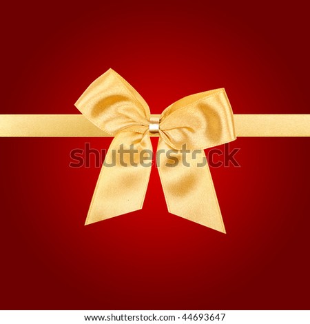 Gold Valentine bow on square red card