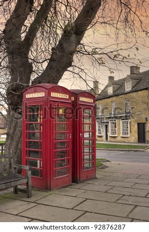 Phone boxes, Broadway, England