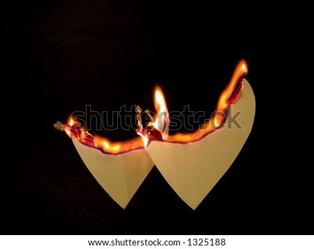 Grunge Paper Hearts On Fire