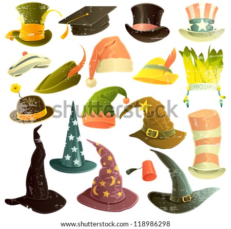 Vector Clip Art Illustrations Of Hats And Caps Isolated On White ...