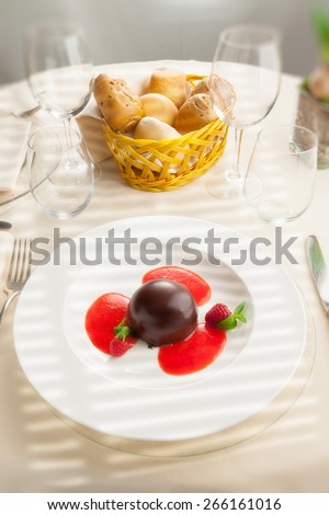 Italian chocolate raspberry mini cake cake strowberry souce