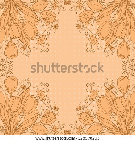 Flower background, tulips flowers and abstract pattern.