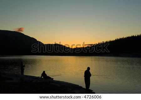 Trout fishing in Norway on a quiet sunset