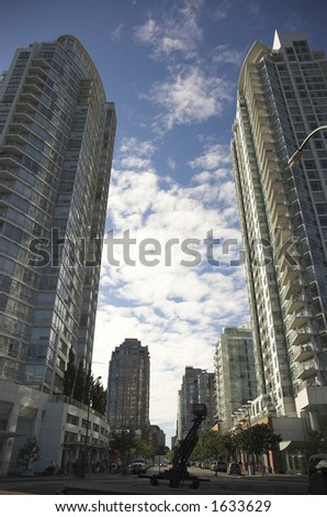 Street-level view of condos in Vancouver