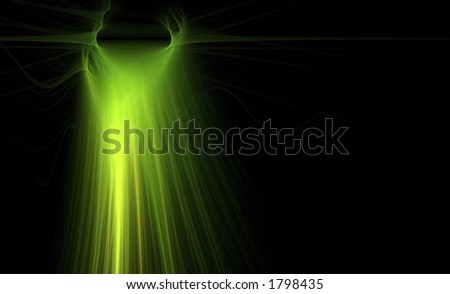Green light rays beam down - fractal render
