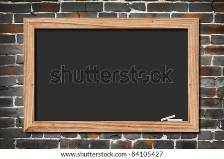 blackboard on old brick wall background