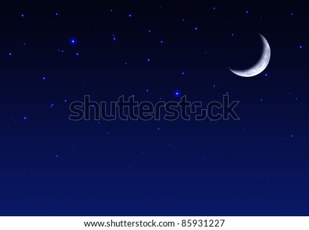 Beautiful Night sky with moon and stars