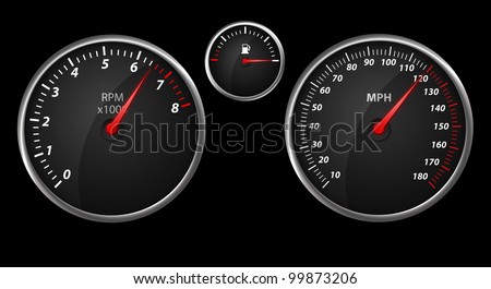Modern auto speed meter on black background,included clipping path