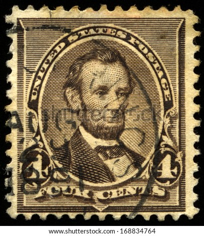 UNITED STATES - CIRCA 1890s: Vintage US Postage Stamp celebrating Abraham Lincoln, the sixteenth President of the United States of America, circa 1890s.