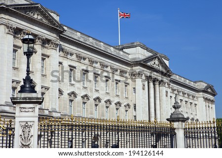 LONDON, UK - MAY 16TH 2014: The historic Buckingham Palace in London on 16th May 2014.