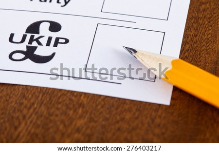 LONDON, UK - MAY 7TH 2015: UKIP (UK Independence Party) on a UK Ballot Paper, on 7th May 2015.