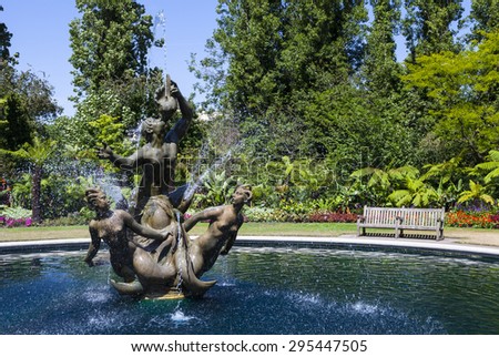 The historic Triton fountain in Regents Park, London.