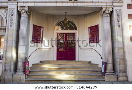 YORK, UK - AUGUST 25TH 2015: The entrance to the historic Fairfax House in York, on 25th August 2015.