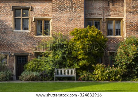 The beautiful building and scenery at the Hitcham Building at Pembroke College in Cambridge, UK.