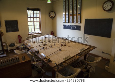 CAMBRIDGESHIRE, UK - OCTOBER 5TH 2015: The Operations Room used during the Second World War at the Imperial War Museum Duxford in Cambridgeshire, on 5th October 2015.