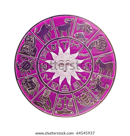 Magenta zodiac wheel with clipping path included