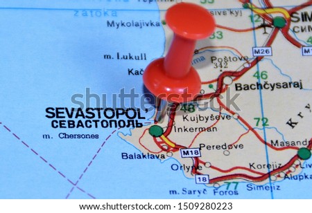 Location on the map of Sevastopol city in Crimeea Imagine de stoc © 