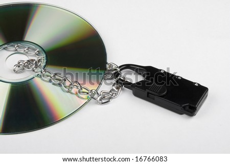 The Compact disk is locked on white background