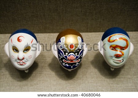 Ancient Peking Opera Mask in the museum