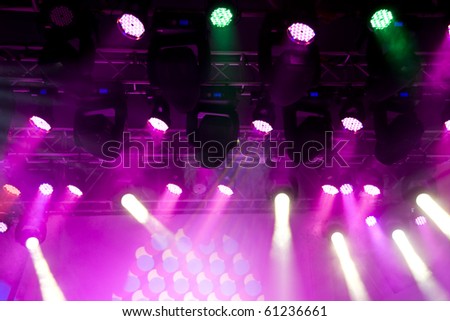 Beautiful Colourful disco lighting in the stage