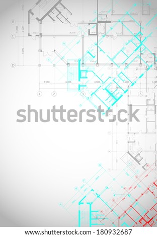 Architectural gray background with colored plans of building