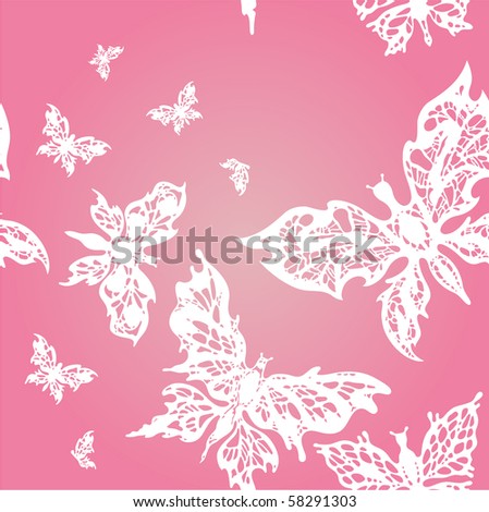 Pink Seamless Background With White Butterflies (See Jpg Version In My ...