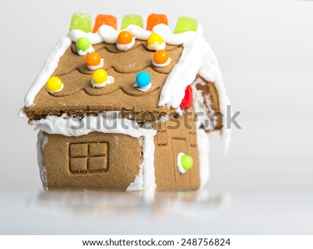 hand made gingerbread house on white background