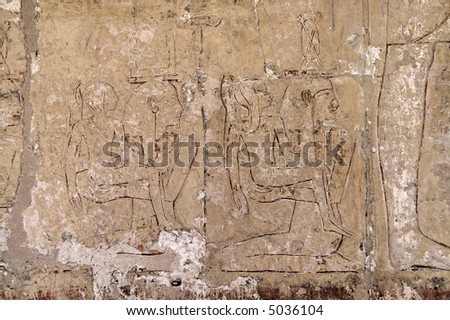 Pharaoh fresco painting in the Temple of Queen Hatshepsut