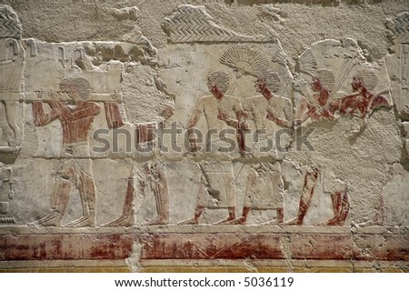 Wall fresco painting in the Temple of Queen Hatshepsut Deir el Bahri
