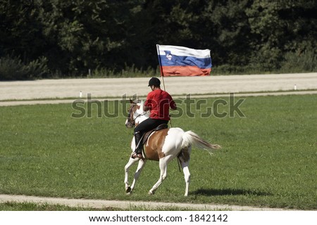 Rider with slovenian flag