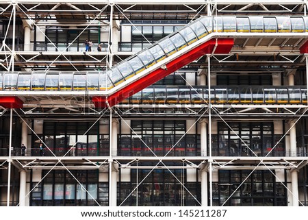 PARIS, FRANCE - MARCH 6: facade of Centre Georges Pompidou. The Centre the third most visited Paris attraction with about 5.5 million visitors per year, in Paris, France on March 6, 2013
